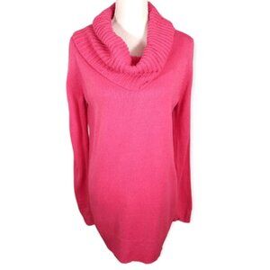 H&M Hot pink Warm cowl neck cozy comfy warm sweater dress/ tunic M
